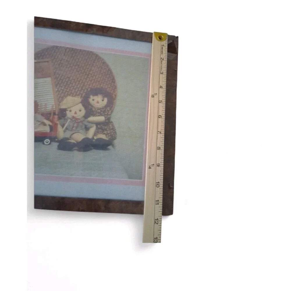 VTG New Raggedy Ann & Andy Dolls Framed Picture 15 X 12 Deadstock Plastic Wrap